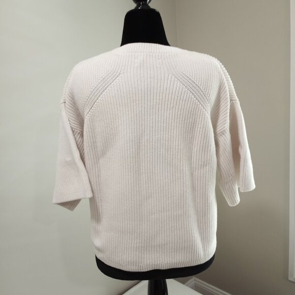 LOFT CREAM KNIT WITH FLARED SHORT SLEEVE SWEATER WOMEN SIZE XL - Picture 8 of 10